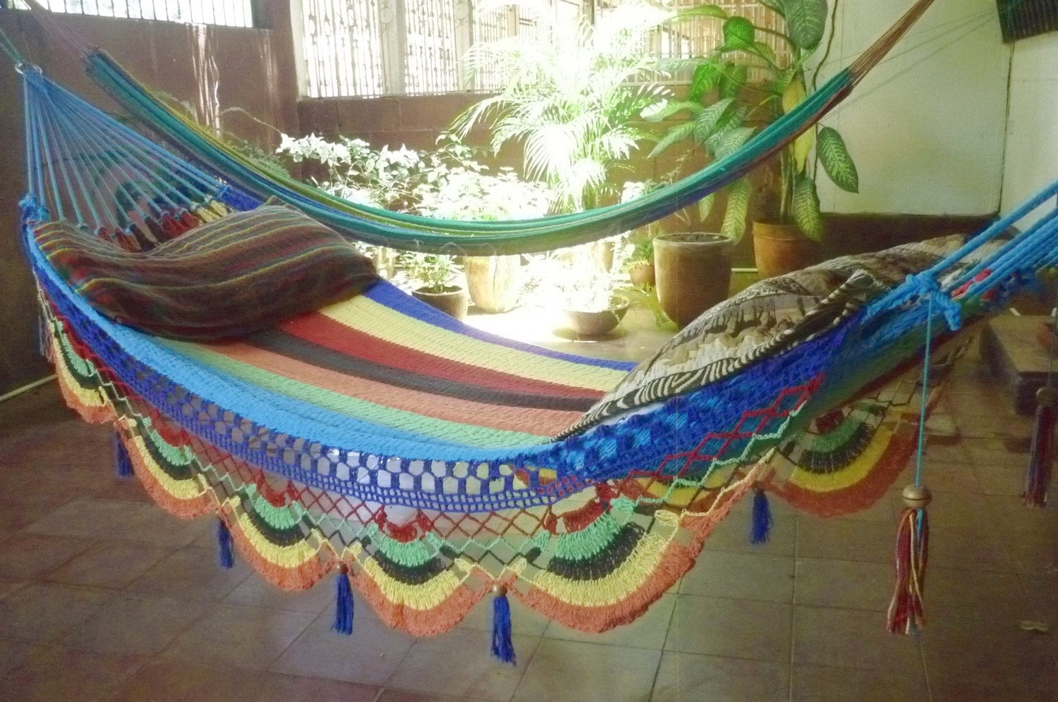 Multi Color Single Hammock hand-woven Natural Cotton Special Fringe