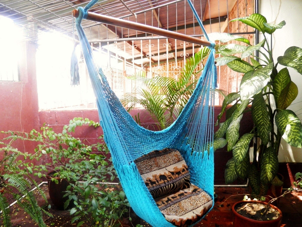 Blue Turquoise Beautiful, Chair Hammock Handmade Cotton for Decoration or Present