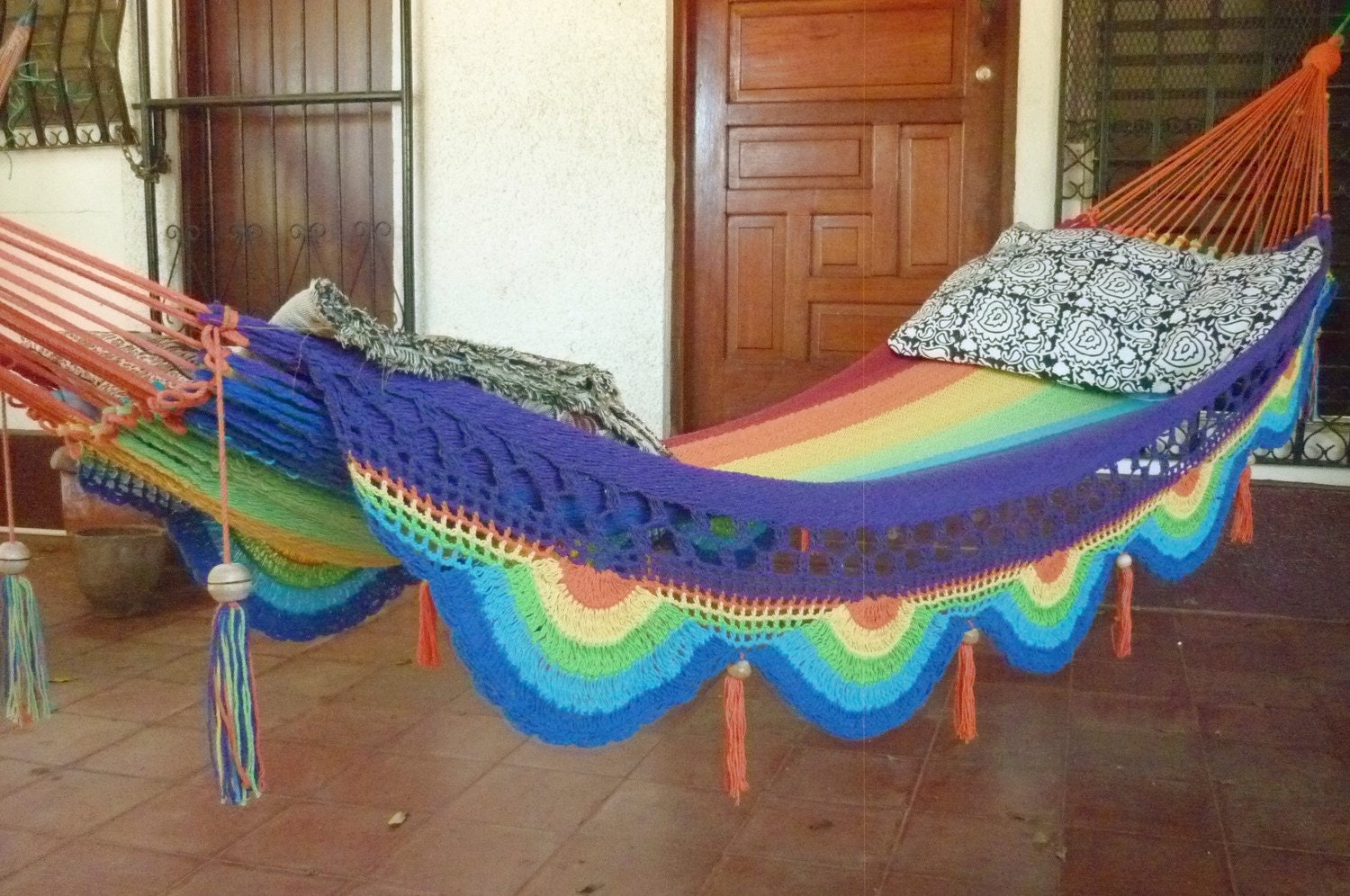 Rainbow magic, Beautiful single size hammock, Rainbow colors combination with Special Fringe