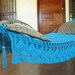 Turquoise Double Hammock hand-woven Natural Cotton with Bell Fringe Crochet