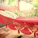 Red Hammock, Hand Woven Natural Cotton with Special Fringe