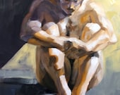 Bearish, oil on masonite 10"x8" by Kenney Mencher