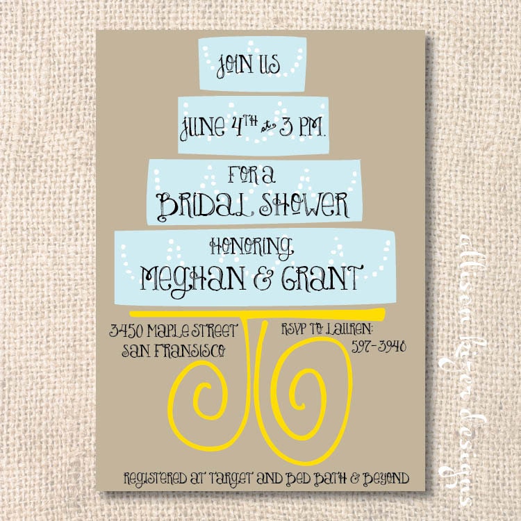 Modern Cake Printable Wedding Shower Invitation