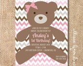 Beary Sweet Printable Invitation - Girl Colors