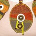 Orange, Yellow, Gray Upcycled CHOCKER - Bib - NECKLACE Fabric Textile Jewelry & Vintage / New Buttons and Beads