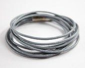 mens or womens double wraps magnetic grey leather bracelet e19