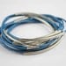 silver tubes wrap magnetic deep blue leather bracelet s115