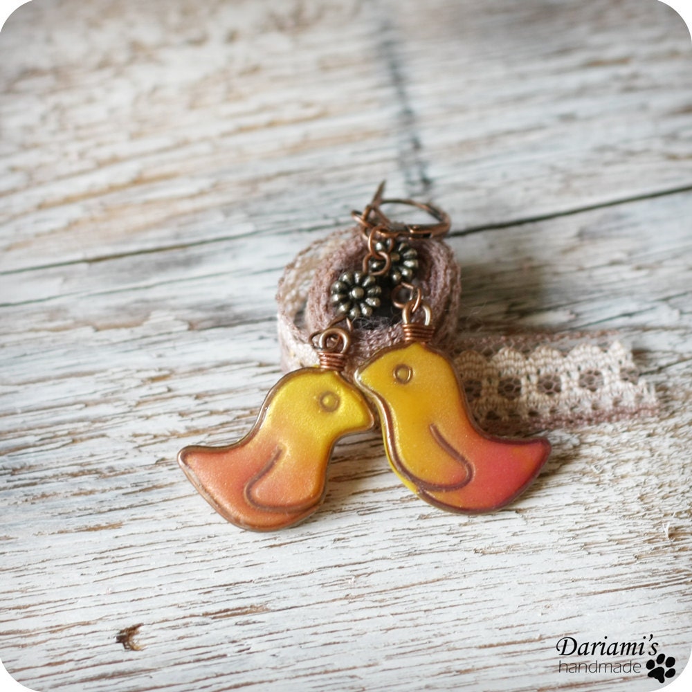 Yellow birds earrings