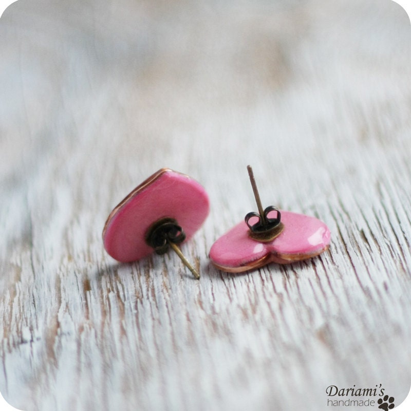 Post earrings - Pale pink Hearts