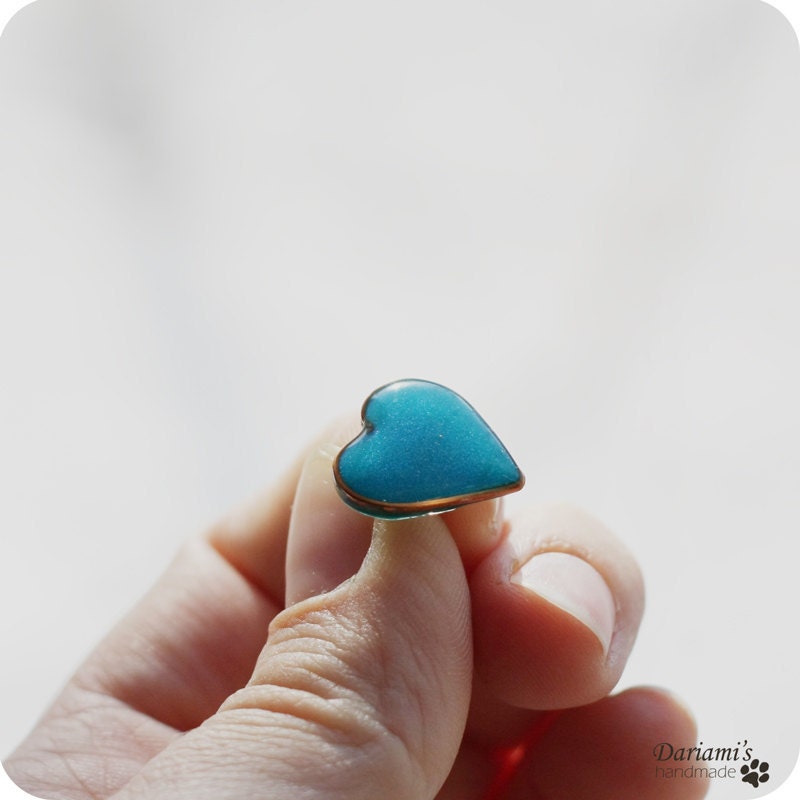 Post earrings -Turquoise Blue Hearts