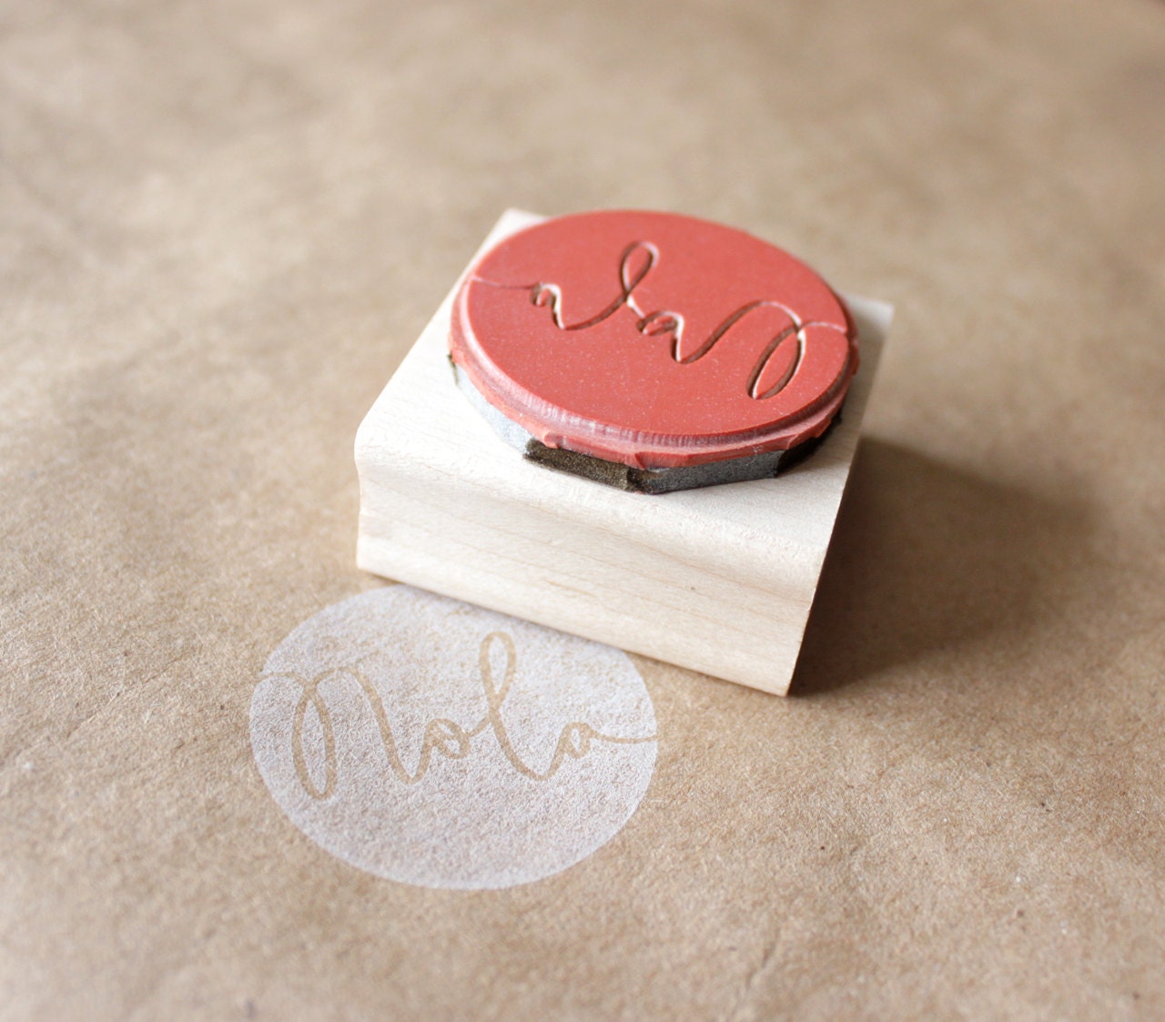 custom / personalized geometric wooden rubber stamp