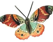 Butterfly Metal Wall Decor- 22" Painted Outdoor Garden Art - Recycled Steel Drums - 516-22-BR