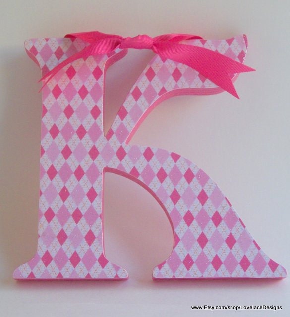 Nursery Wall Letters Wood Wall Letters Kids Room Decor Hanging Letters Fuchsia, Lime Green and Purple