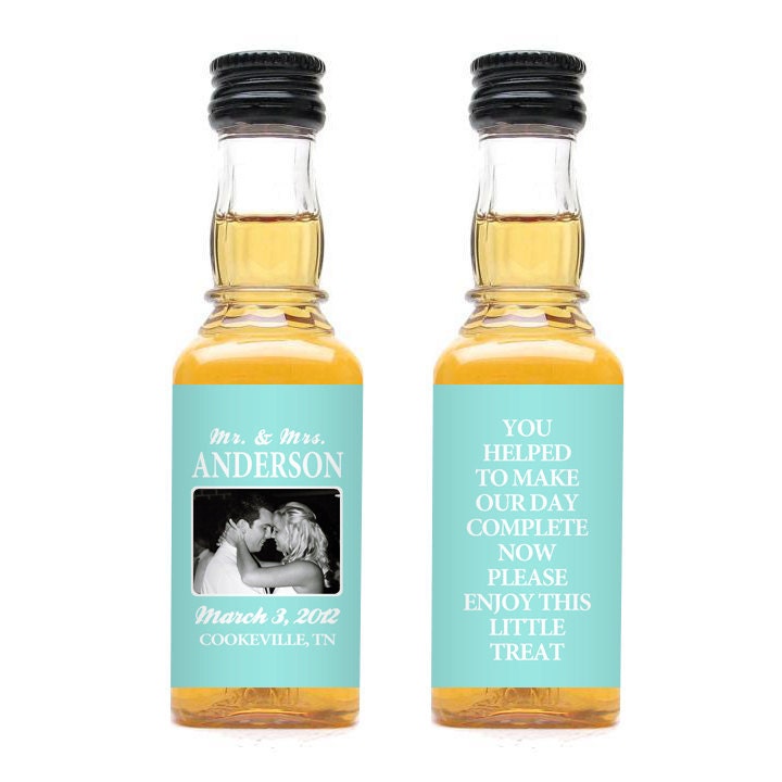 200 Custom Jack Daniels Mini Bottle Labels Wedding Favors Thank You Bride Groom Photo Whiskey Bachelorette Bachelor Party Groomsmen Gifts