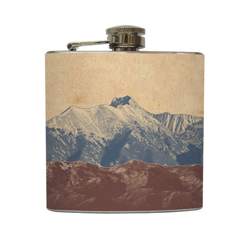 Mountain Landscape Whiskey Flask Traveler Camping Hiking Gift Stainless Steel 6 oz Liquor Hip Flask LC-1041