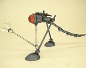 Blue Snipper Robotosaurus Wood Retro Robot Miniature Statue with Tail