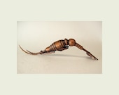 Beautiful Robot Shrimp in Wood Realistic Life Size Prawn Sculpture Necklace or Pin