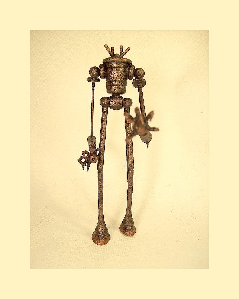 Human Walker Biped Steampunk Vehicle and Machine All Wood Replica Statue