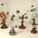 Spiral Nebula Orrery with Rings Miniature Alien Sun and Planet System in Wood