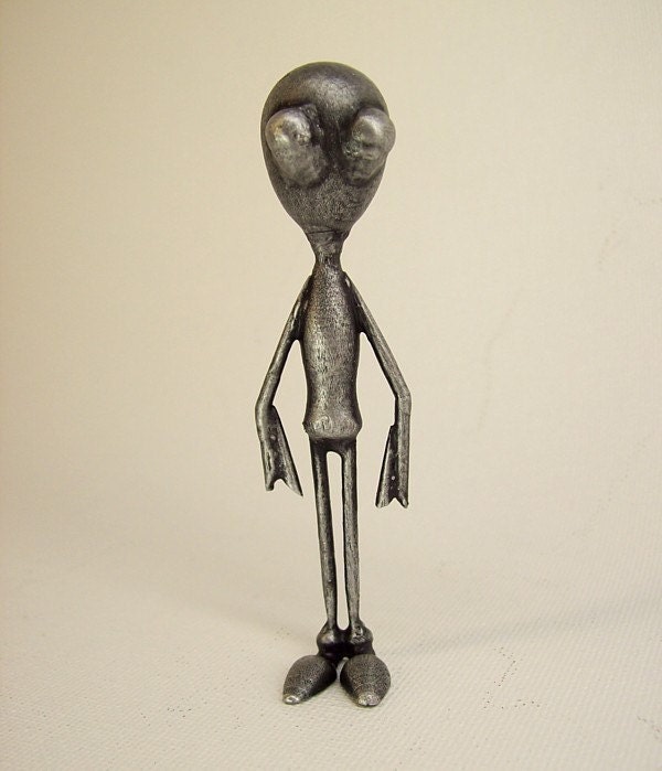 Little Grey Big Eye Alien Wood Statue
