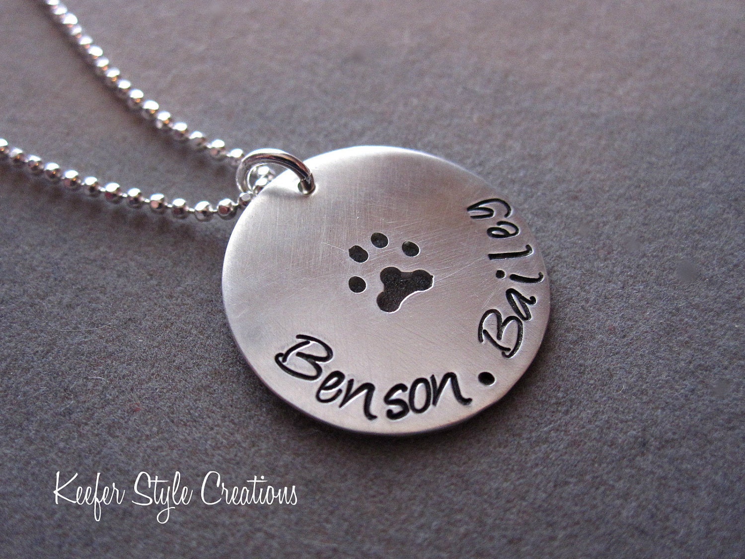 Hand Stamped Paw Print necklace
