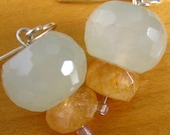 Pale Yellow and Orange Dangly Sterling Earrings