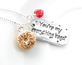 You're my everything bagel fun romantic sterling silver necklace pendant anniversary love gift for wife girlfriend