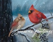 Cardinals Watercolor Christmas Cards // Boxed set of 10 // Season's Greetings // 5x7 // From our perch to yours