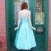 Dress 1950s Vintage 50s Aqua Blue Teal Full Skirt Strapless Prom M Medium