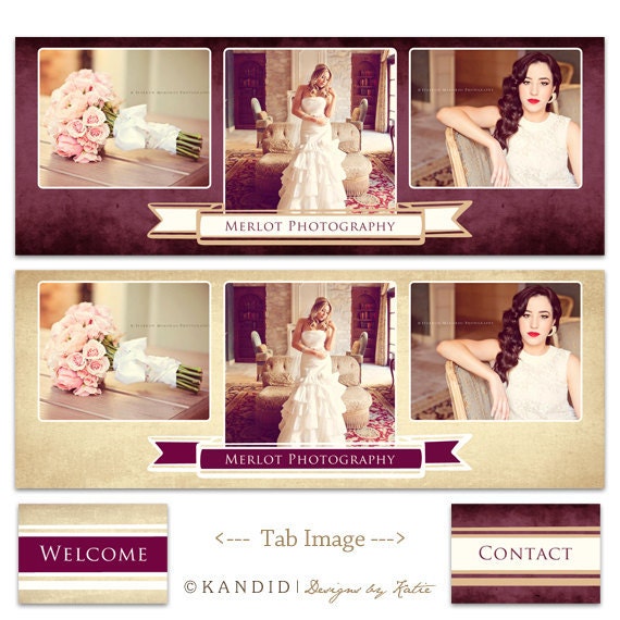 Facebook Timeline Cover Templates - 2 banners and 2 tab images - Merlot Templates