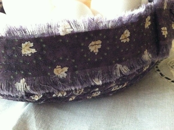 Coiled fabric bowl Purple and Yellow