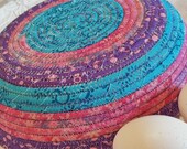 Coiled fabric bowl Easter pink teal purple