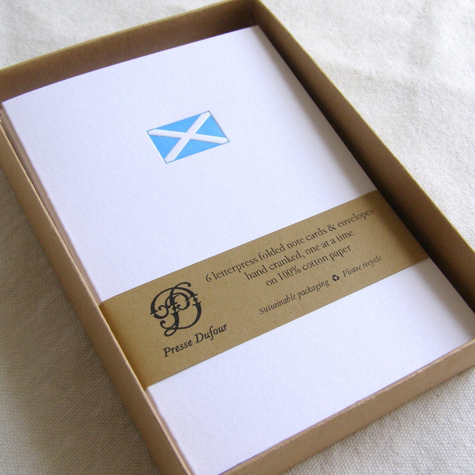 Letterpress Note Card Set - Flag of Scotland