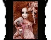 One of A Kind French Gothic Porcelain Doll and Her Teddy Bear -Chantilly and Orson- By Kathleen Marie