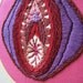 Hand Embroidered Vagina Art - Vagina Dentata in Purple and Pink - Mature - Free Shipping to any USA Location