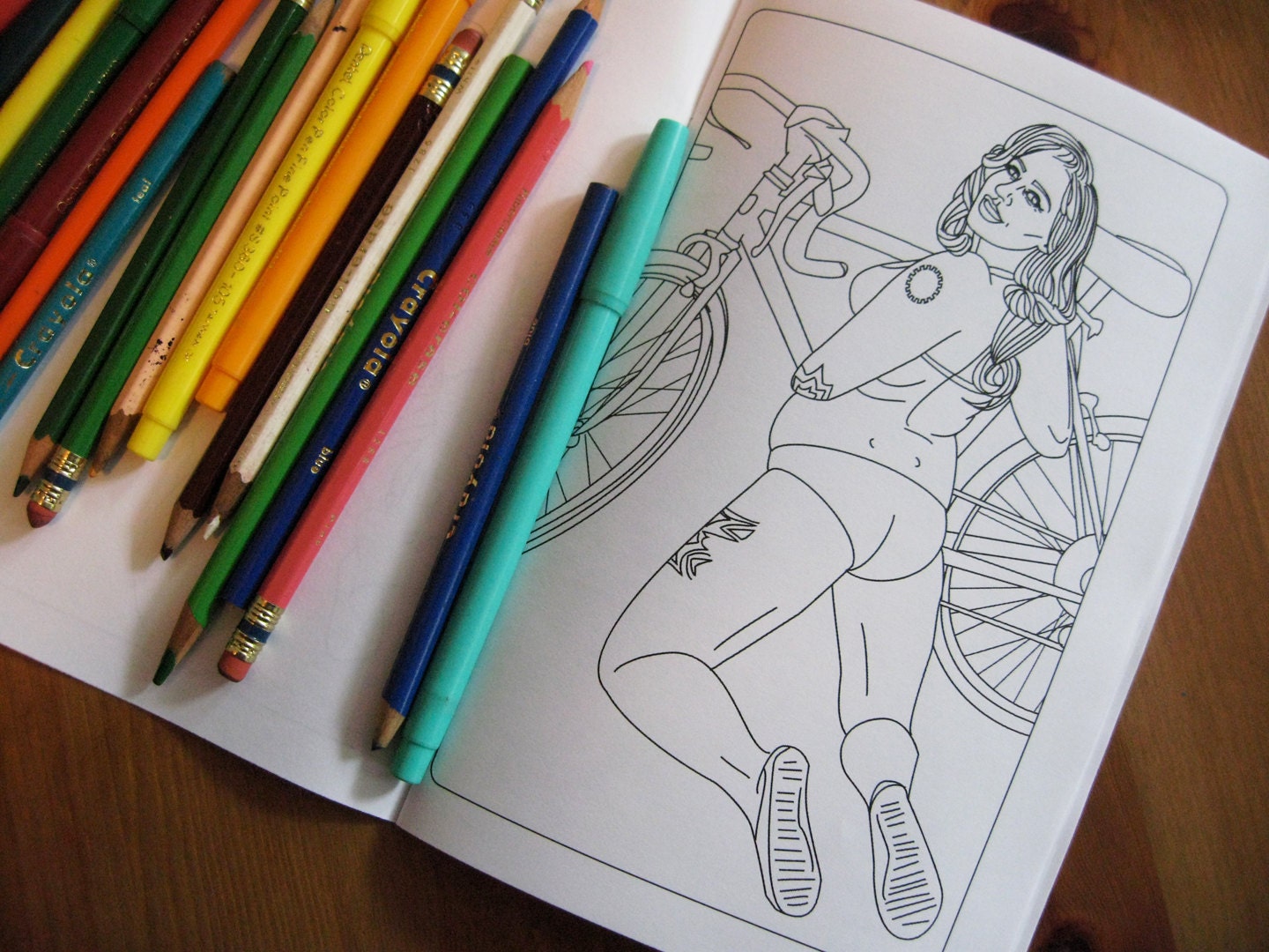 Girls On Bikes - Pin-Up Girl Art Coloring Book for Bike Lovers from Scarlet Tentacle