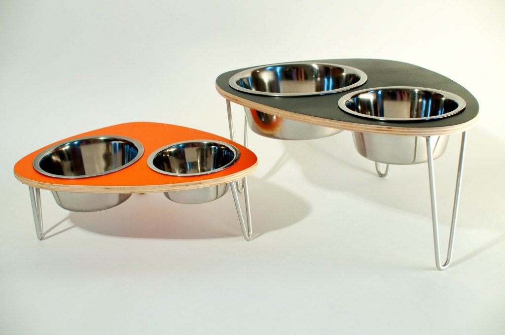 Raised Dog Bowls, double stainless steel bowls and aluminum legs LARGE-(any height 6-12")