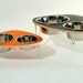 Raised Pet Feeder with double stainless steel bowls and aluminum v-legs SMALL 4-6 inches
