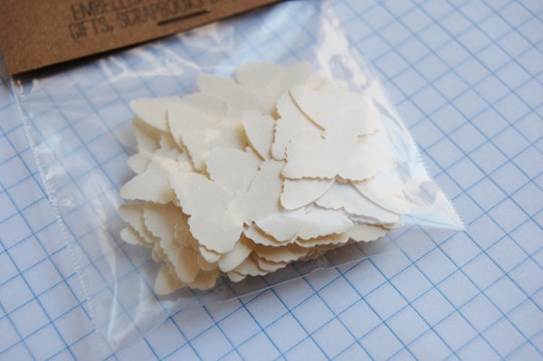 50 Cream card stock Butterfly Cutouts