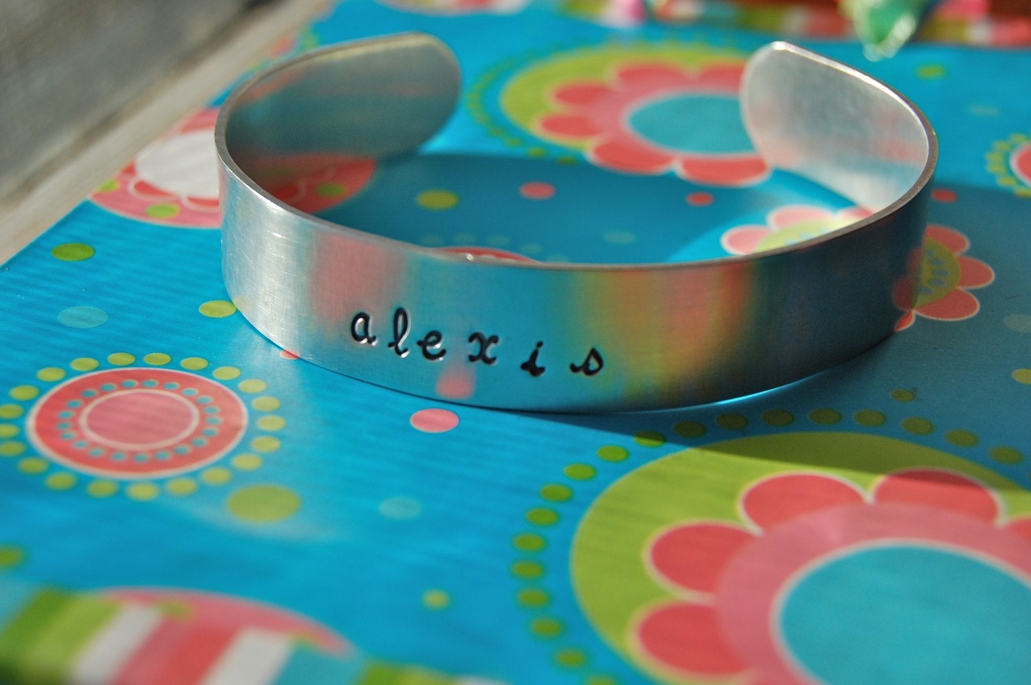 custom metal bracelet cuff, hand stamped