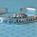Soon to be Mrs. (any name here) bride, custom SKINNY hand stamped cuff bracelet
