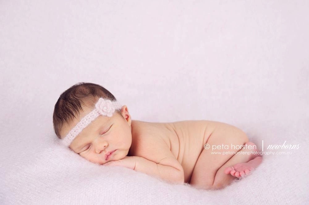 Crochet headband - lace silk mohair newborn photo prop