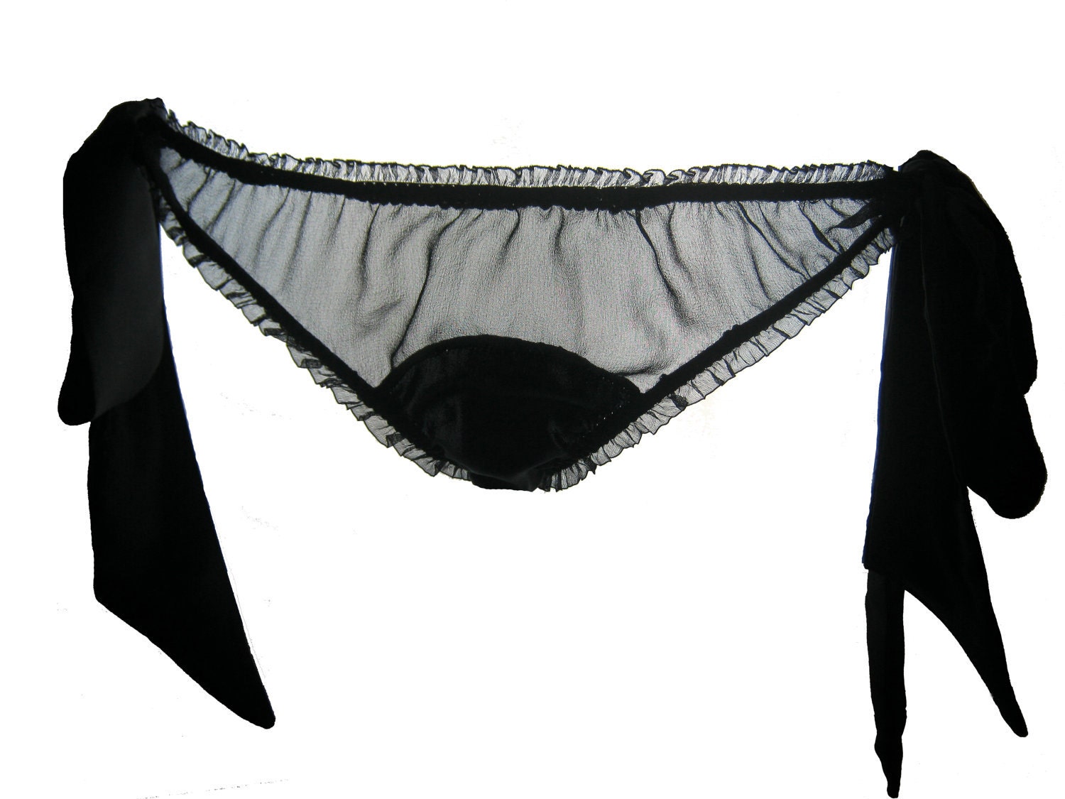 Sophia Black silk Satin side Bow tie Knicker Panties, silk lingerie - Free shipping