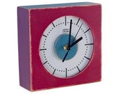 SALE -wall clock Pink rosa KWADROCOLOR