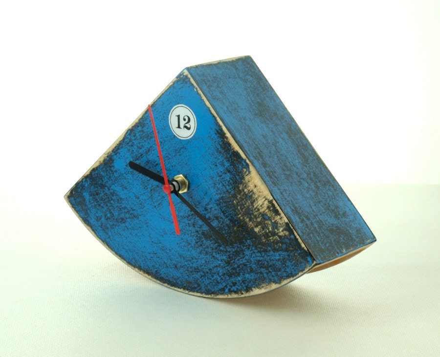 Wooden CLOCK blue buJACZEk