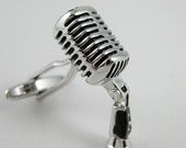 Free Shipping, Mens Cufflinks- Copper Fashion Cufflinks, Silver Microphone Design, with a Gift Box