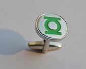Mens Cufflinks- Fashion Cufflinks, Green Lantern Design, with a Gift Box