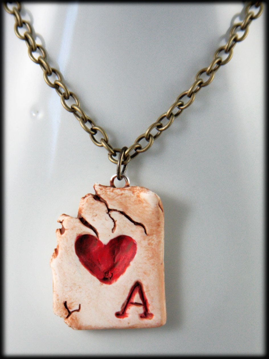 The Cards have Fallen Necklace, Ace of Hearts, Wonderland Jewelry