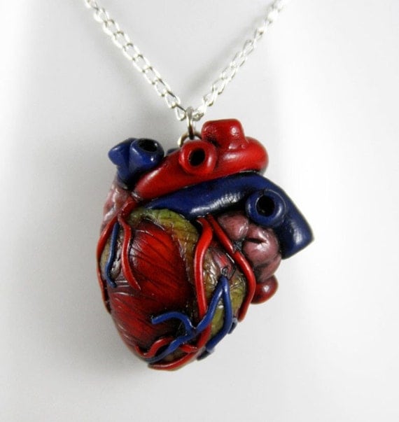 How Much I Love You, Anatomical Heart Necklace, Jewelry, Handmade