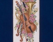 Violin Bell Pull with Ornate Brass Ends - One of a Kind Hand Stitched Keepsake - Music Lover Gift